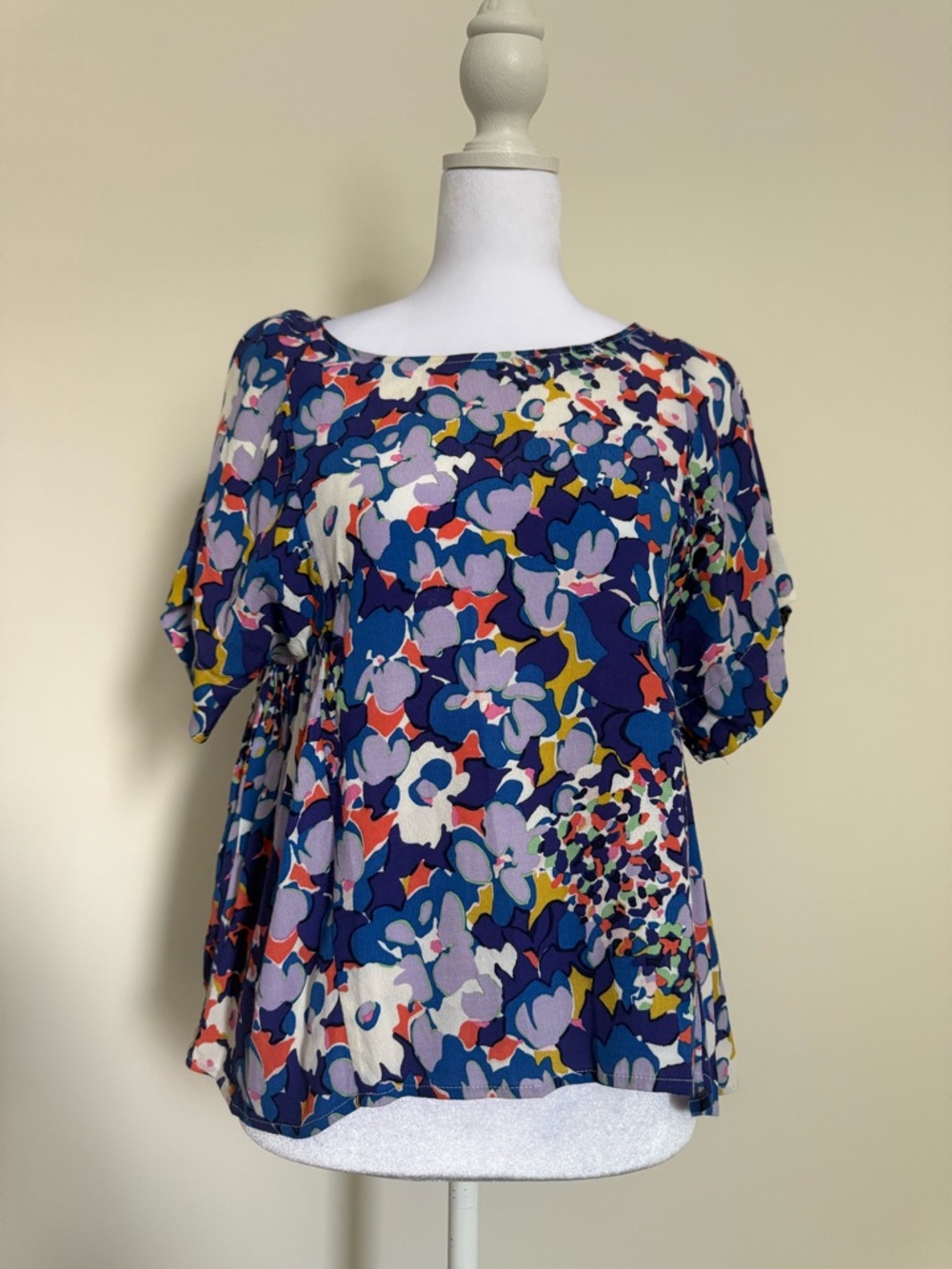 Maeve Navy Floral-Print Short Sleeve Blouse size XS women’s